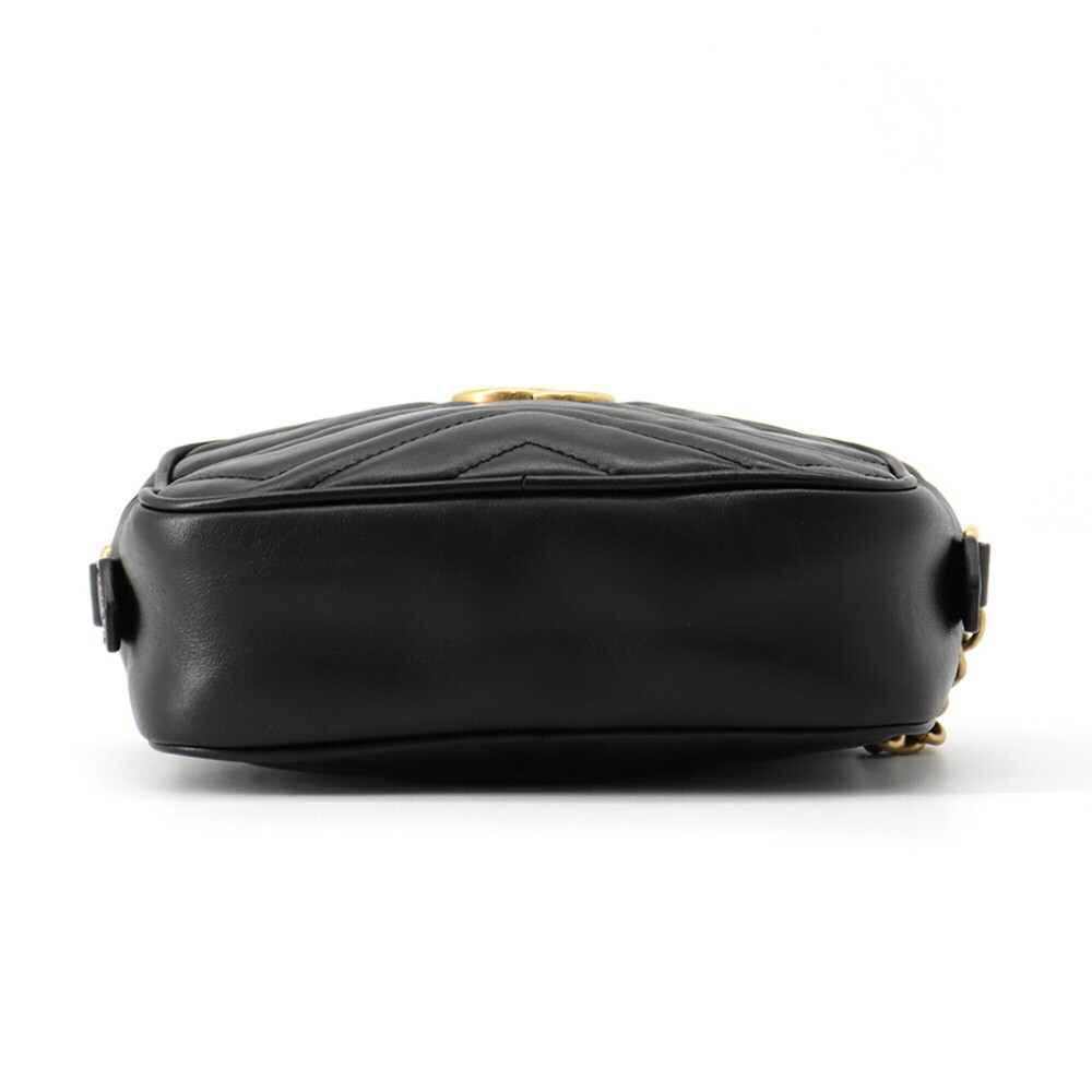 Gucci Chain Shoulder Bag GG Marmont Leather 634785 GUCCI Handbag Black Women's - Picture 3 of 15